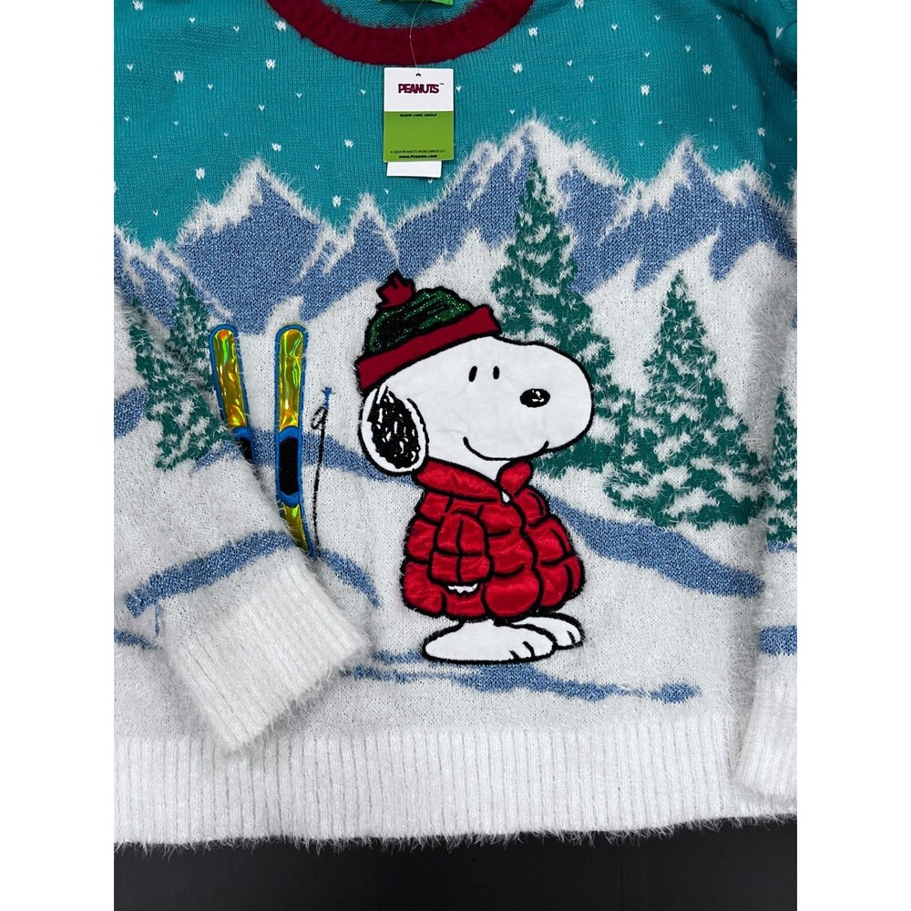 Women's Snoopy Christmas Sweater Holiday Peanuts size 2x Ski Skiing new ugly